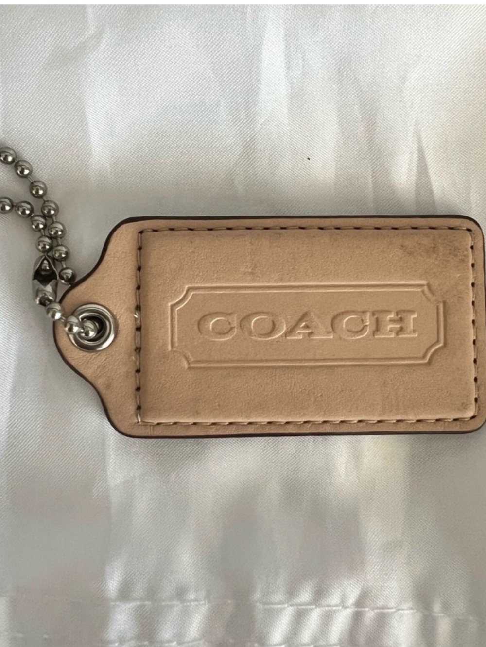 Coach Embossed Tan Leather Hang Tag (2.75”)